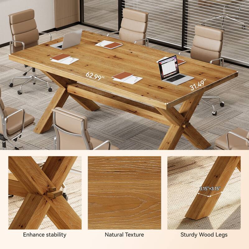 5.24 ft Wood Conference Table with Large Tabletop