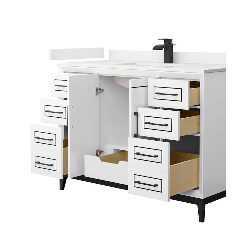 Wyndham Collection WCH515148S-QTZ-UNSMXX Marlena 48" Free Standing