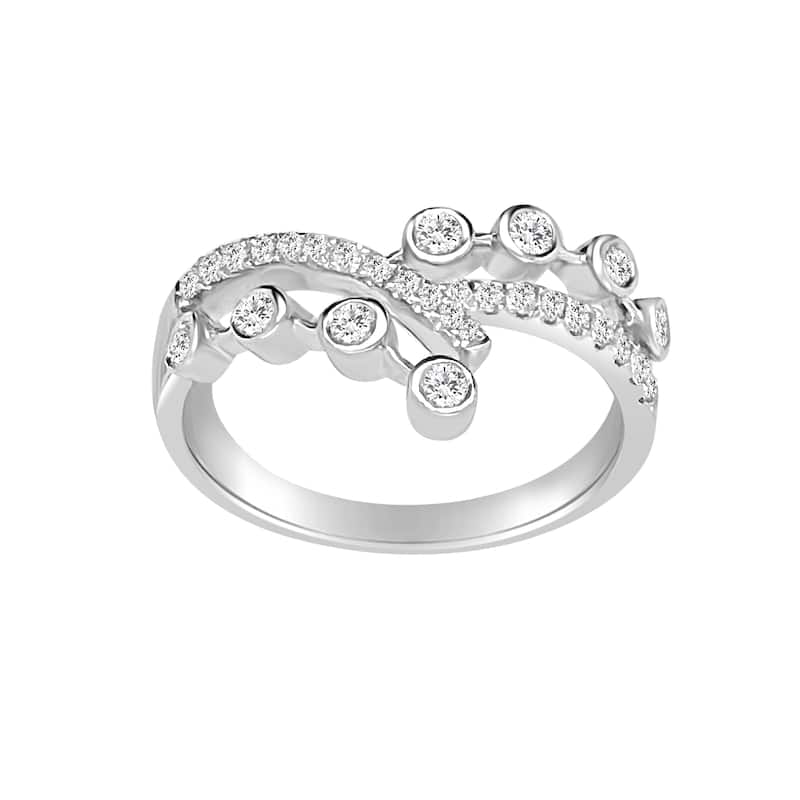 Auriya 14k Gold Lab Grown Round Diamond Bezel and Pavé Crossover Ring 1.92 ct. tw. (F-G, VS)