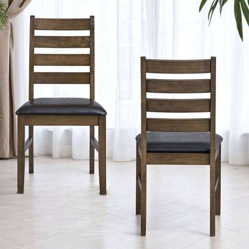 Comfortable and Stylish Side Chair Set with Padded Cushions and Sturdy Construction - Brown - Set of 2