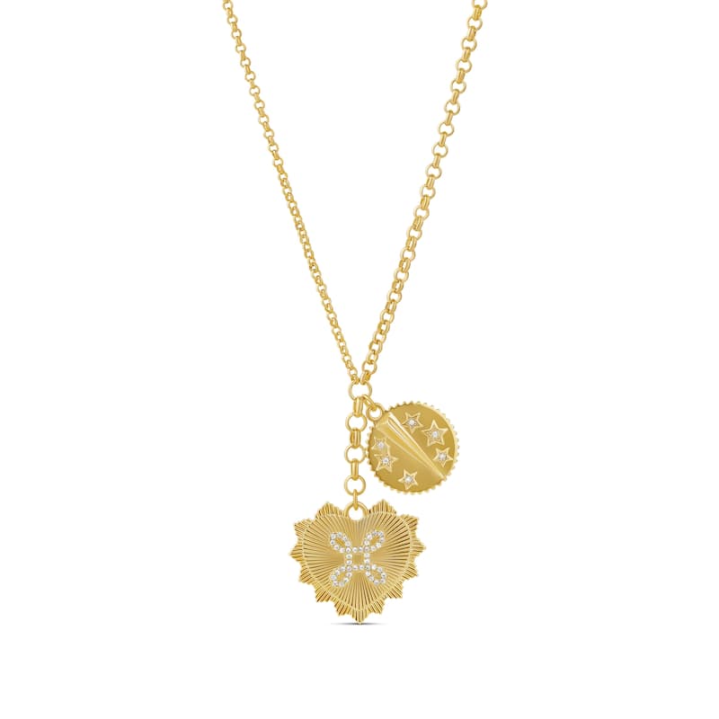 SHYMI Fluted Heart Charm Necklace - Gold