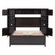 preview thumbnail 6 of 8, Full Size Wooden Bed with All-in-One Cabinet, Shelf & 4 Drawers, Espresso- Versatile Storage & Solid Pine Wood Frame for Bedroom