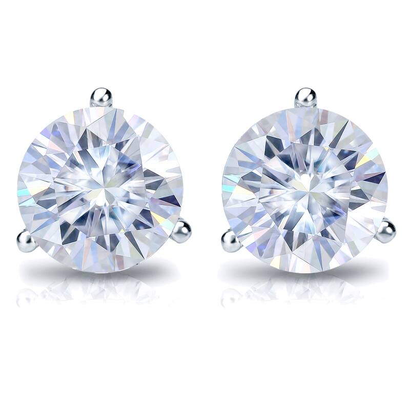 Auriya 2ctw Round Moissanite Stud Earrings 14k Gold Martini-set - 6.5 mm