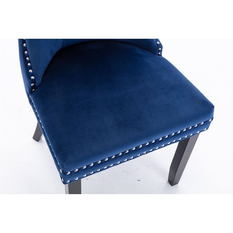 Modern Velvet Upholstered Dining Chair with Wood Legs,Set of 2