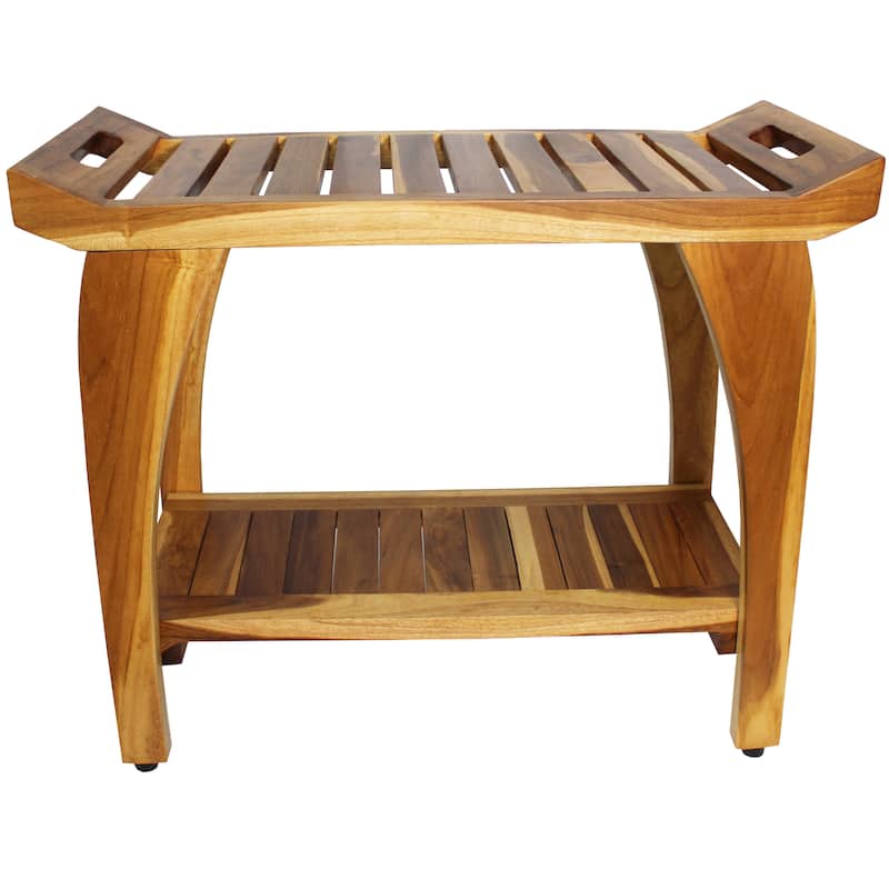 EcoDecors Tranquility 30" Extended Height Teak Shower Bench - 30" W x 24" T x 14" D