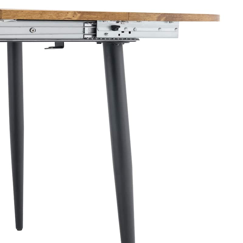 Wood Kitchen Table Set with 4 Chairs, 5-Piece Round Dining Set with Extendable Dining Table for Dining Room