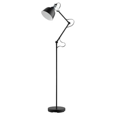 Eglo Thornford 1-Light Matte Black and Chrome Floor Lamp with Black Exterior White Interior
