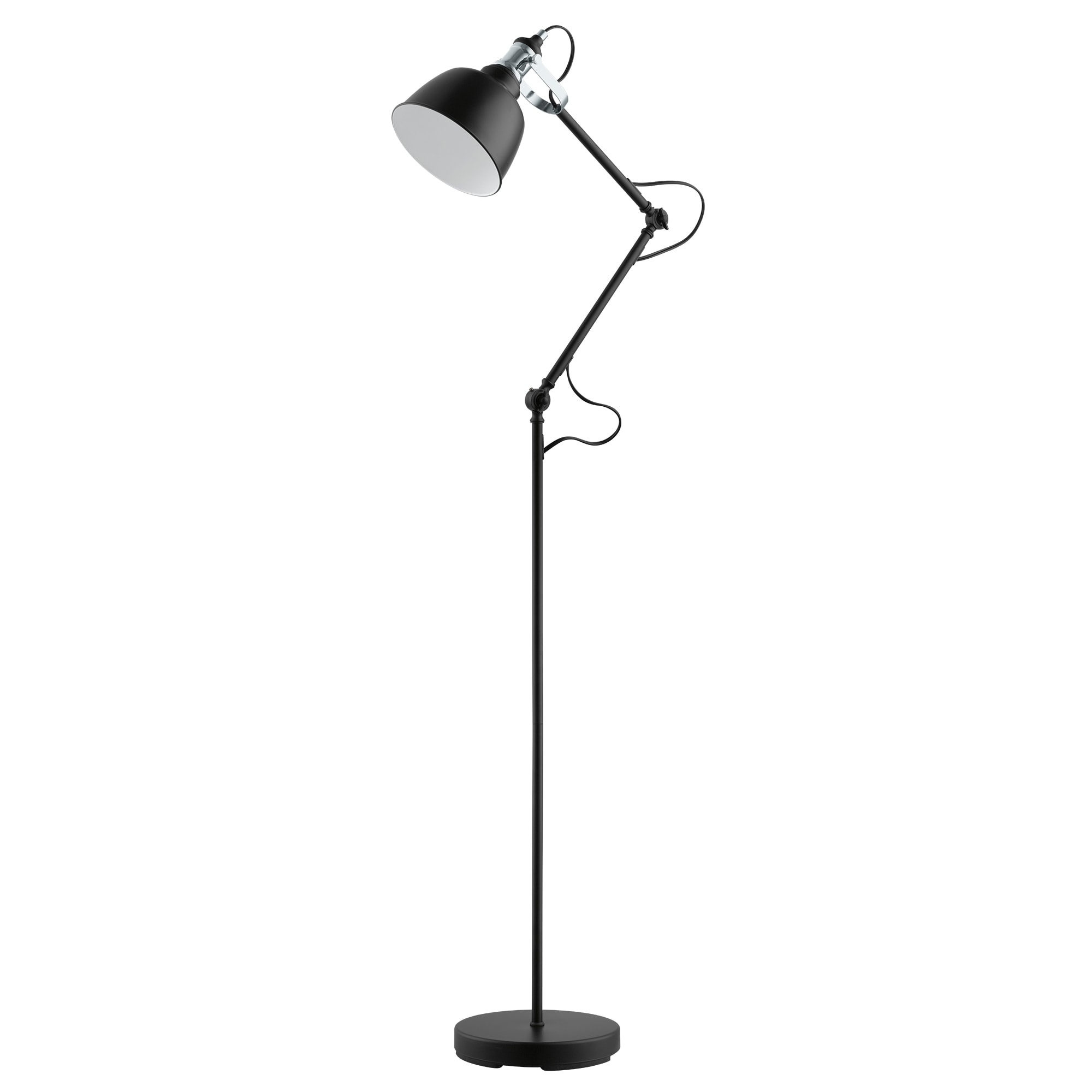 Eglo Thornford 1-Light Matte Black and Chrome Floor Lamp with Black Exterior White Interior