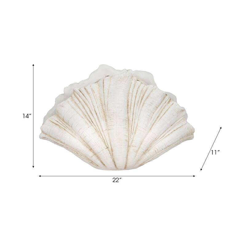 Decorative Scallop Shell Figurine - 22", White - 22.0"