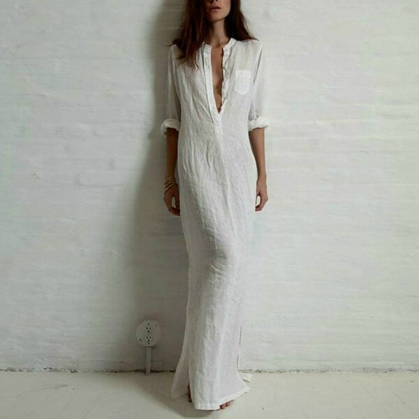 sexy white linen dress