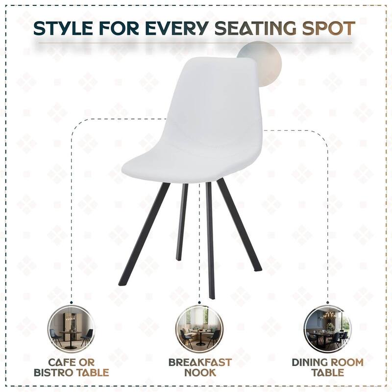 Markley Modern Ergonomic Leather Dining Chair with Black Steel Legs, Scratch-Resistant & Comfortable Kitchen Chair