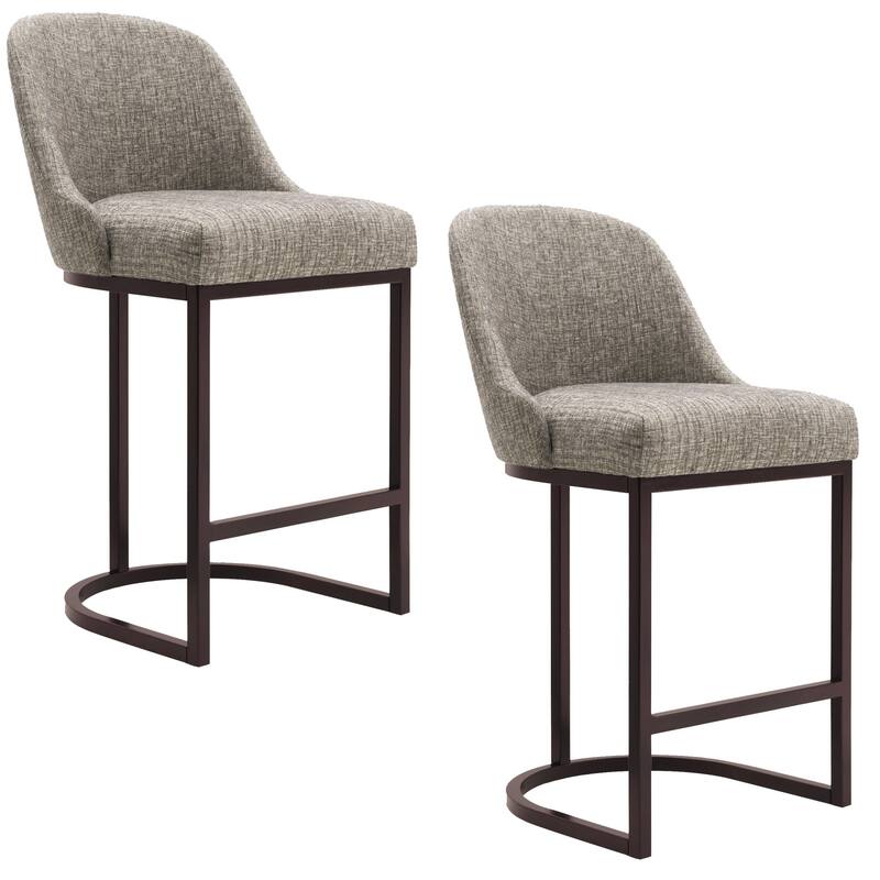 Leick Home Upholstered Barrelback Counter Stool with Metal Base