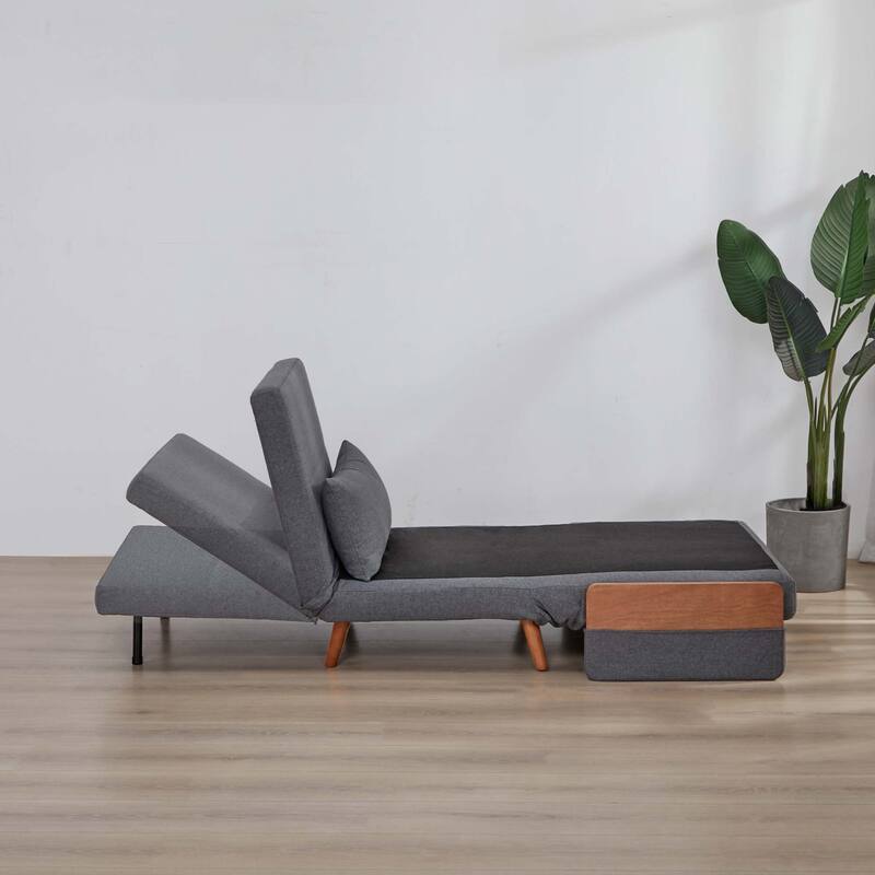 Modern Foldable Sofa Bed - Single Sleeper with Linen Fabric, 6-Level Adjustable Backrest, Converts in 10 Sec, Silent Hinges