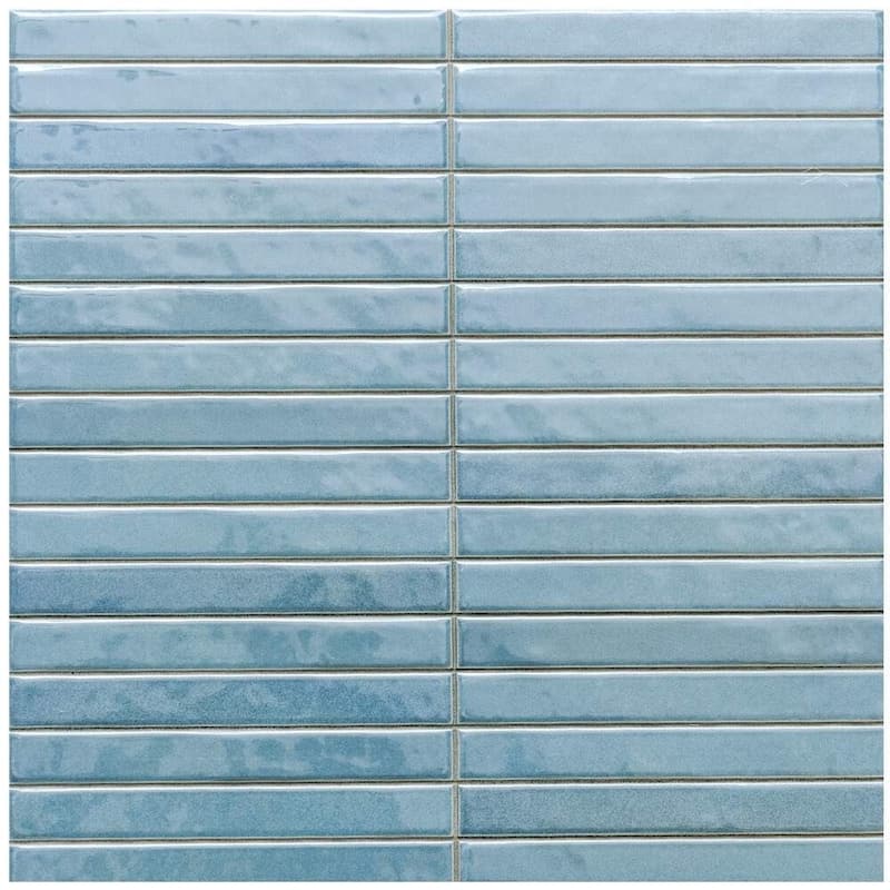 Castilla 14x14 Glossy Porcelain Textured Ribbed Tile - Wall, Backsplash - 6 x 6 Sample - Teal