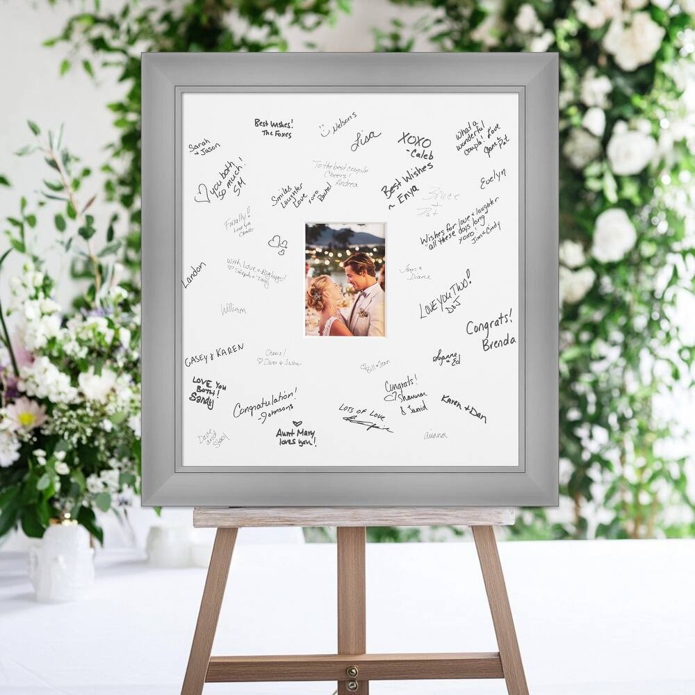 Flair Signature Mat Picture Frame - Autograph Photo Frame Guest Book Alternative for Weddings, Graduations, or Retirement