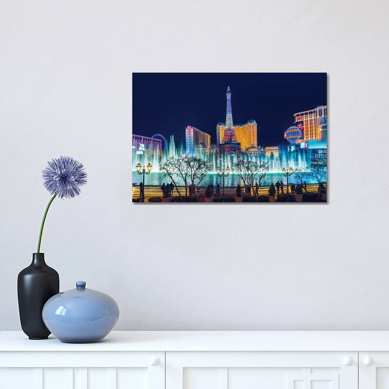 iCanvas "Las Vegas Romantic Fountain Views" by Susanne Kremer Canvas Print - 12x18x1.5