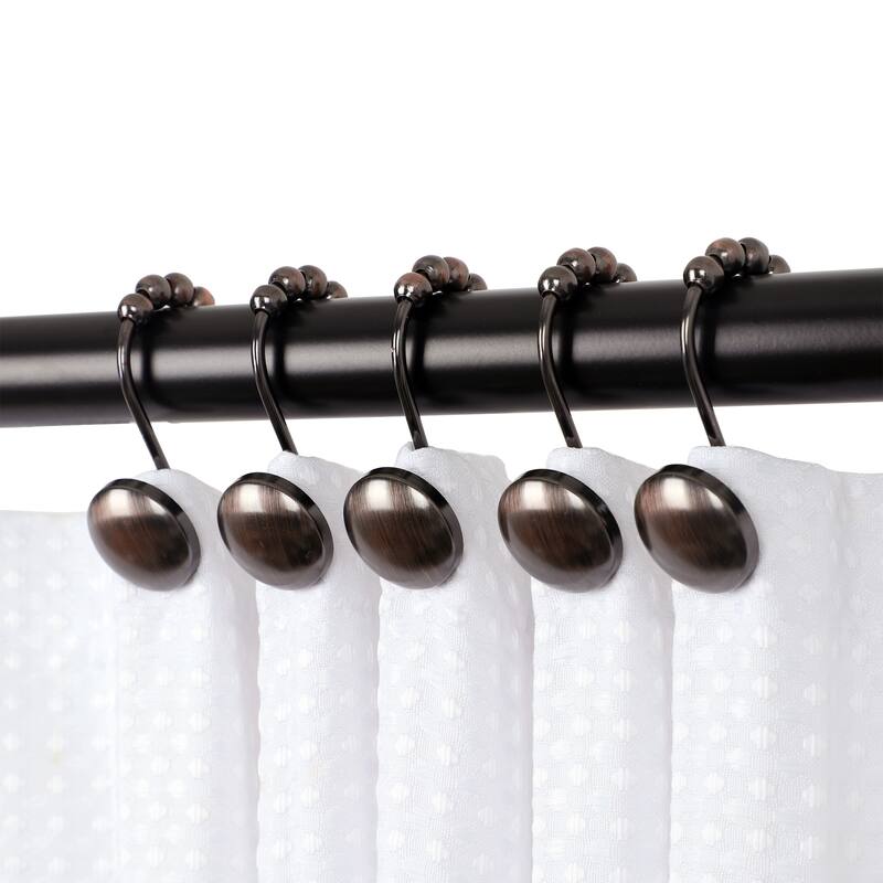 Utopia Alley Shower Hooks - Rust Resistant Roller Shower Curtain Hooks for Shower Curtain - Set of 12 - Oil Rubbed Bronze