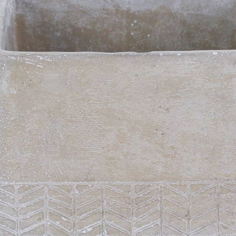 HomeRoots 6" Light Gray Geometric Cement Indoor Outdoor Rectangular Pot Planter