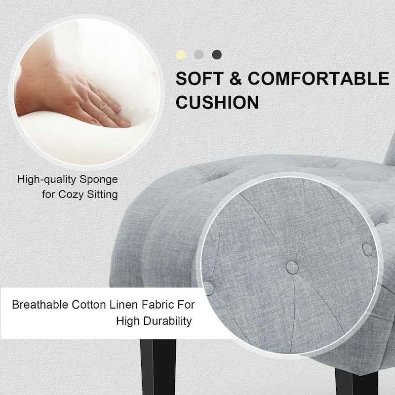 Gymax Armless Accent Chair Upholstered Tufted Lounge Chair Wood Leg - 38.5'' x 27.5'' x 33''
