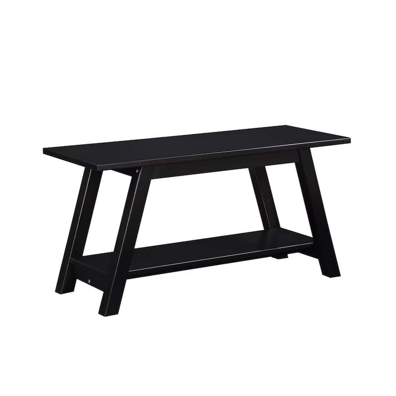 Roundhill Furniture Elyz Solid Wood Bench with Shelf, White