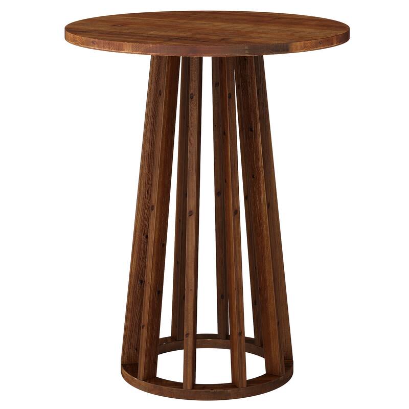 37" H Modern Round Solid Wood Bar Table