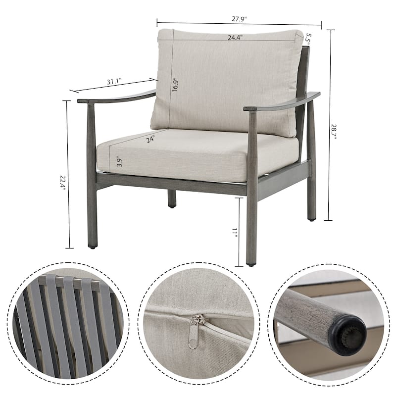 5-Person Aluminum Patio Conversation Set with Webbing Chair Back and Cushions