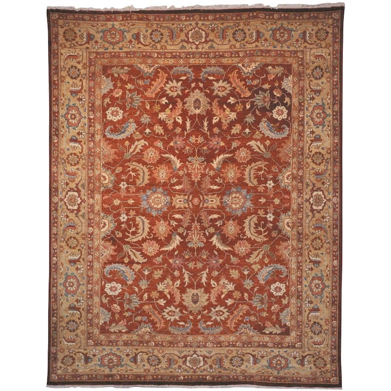SAFAVIEH Couture Hand-knotted Samarkand Lanfranca Traditional Oriental Wool Rug - 6' x 9' - Rust/Light Gold