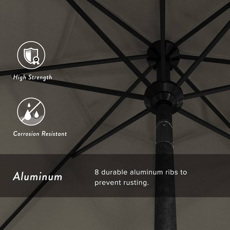 California Umbrella 7.5' Rd. Aluminum Patio Umbrella, Crank Lift with Push Button Tilt, Black Finish, Pacifica Fabric