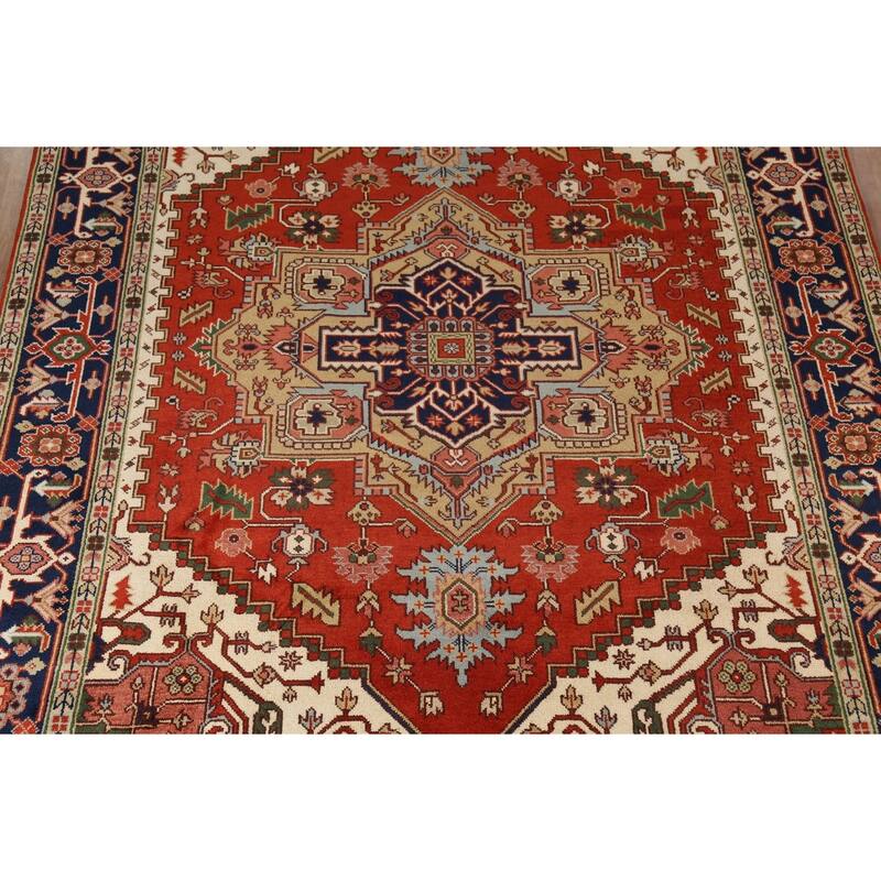 Orange Heriz Serapi Indian Area Rug Handmade Wool Carpet - 9'0"x 11'9"
