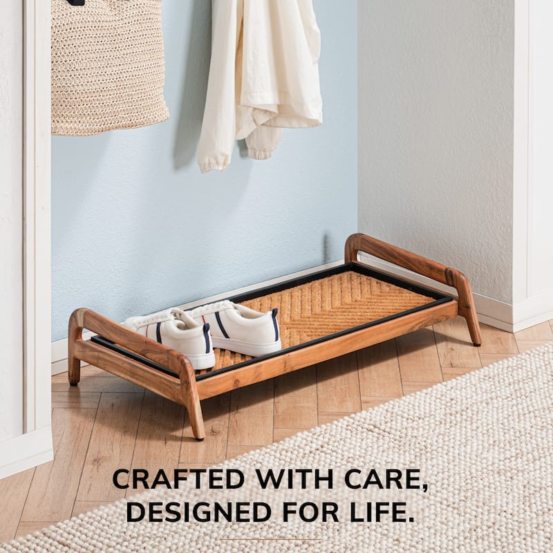 Jani Single-Tier Natural Stand 3-Pair Rubber Boot Tray.