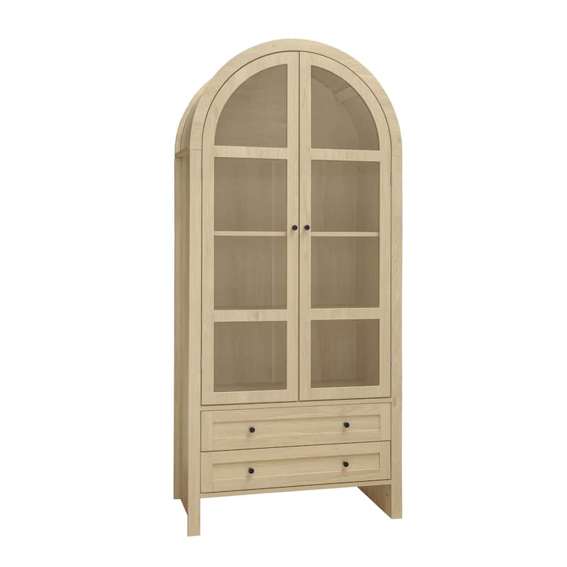 Wood Storage Cabinets with Magnetic Door Catcher, Tall Arched Kitchen Cabinet, Display Cabinet with Adjustable Shelves