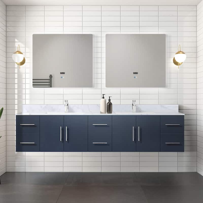 Geneva 84 in. W x 22 in. D Glossy White Double Bath Vanity