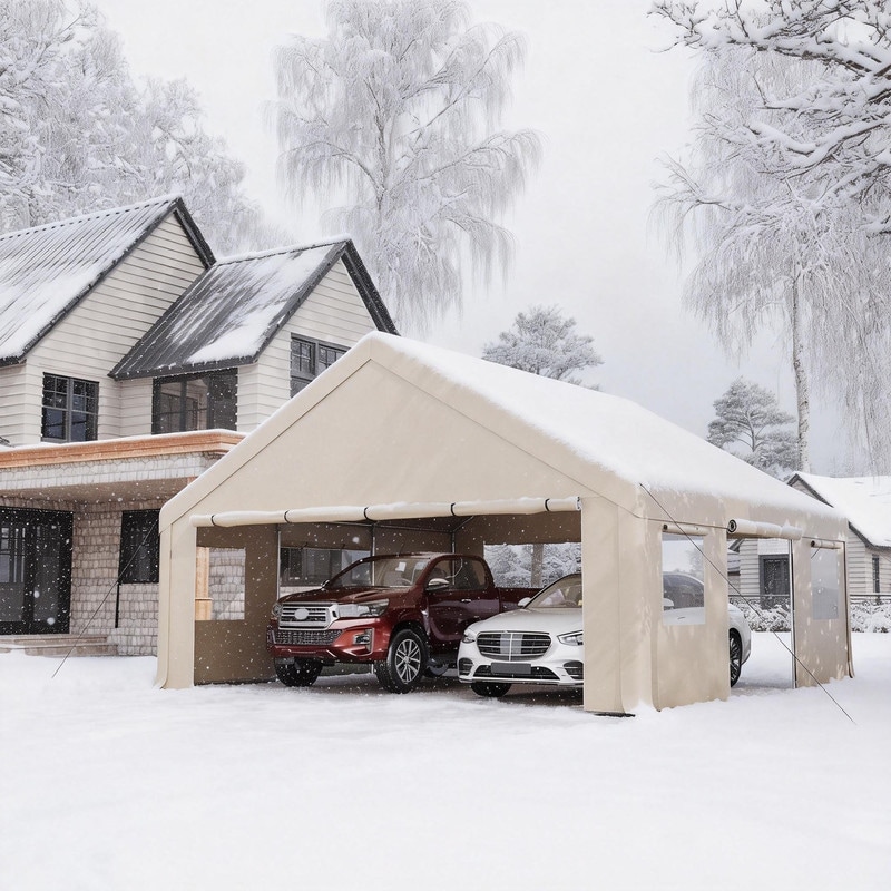 COSIEST Heavy-Duty Carport, All-Weather PE Canopy with Sidewalls, Portable Garage for Cars, Trucks & Outdoor Storage