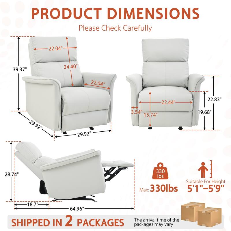 Manual Rocker Recliner Chair for Adults, Single Sofa Nursery Recliner Chair