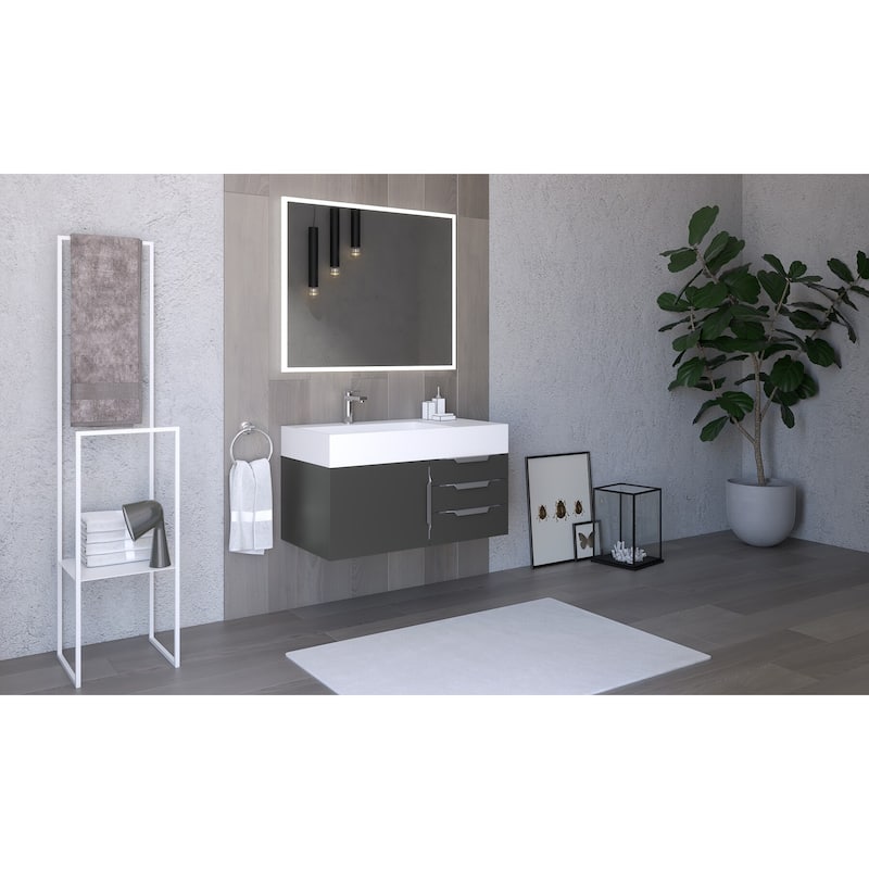 Amazon 36" Wall Mounted Bathroom Vanity Set w/ White Top
