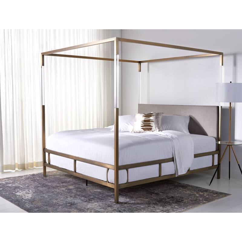 SAFAVIEH Couture Dorothy Velvet/ Acrylic Queen-size Canopy Bed