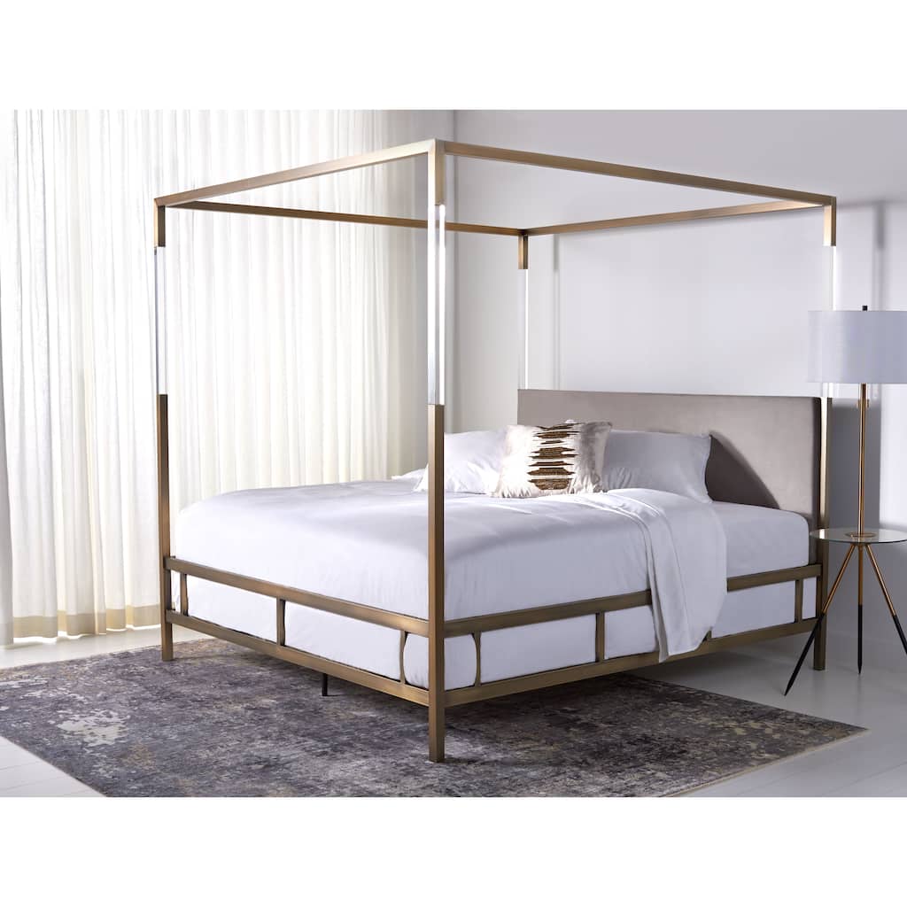 SAFAVIEH Couture Dorothy Velvet/ Acrylic Queen-size Canopy Bed