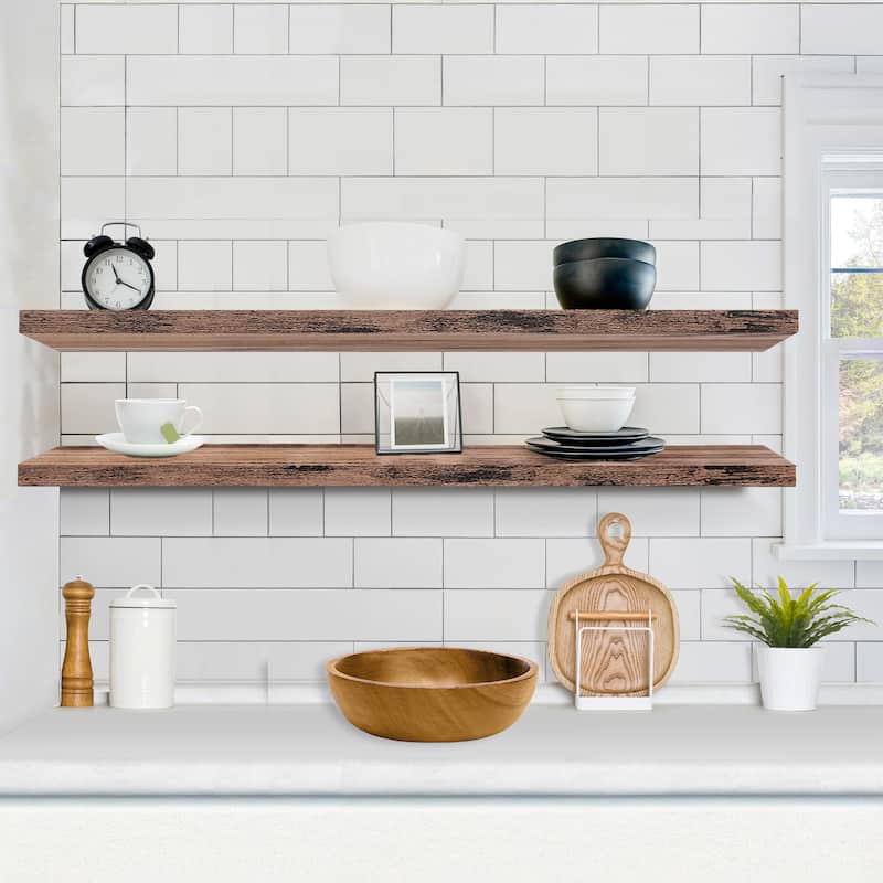 Sorbus Floating Shelves for Wall - 55 Inch Extra-Long Bathroom Shelves - Mounted Floating Shelf with Hidden Brackets (2 Pack)