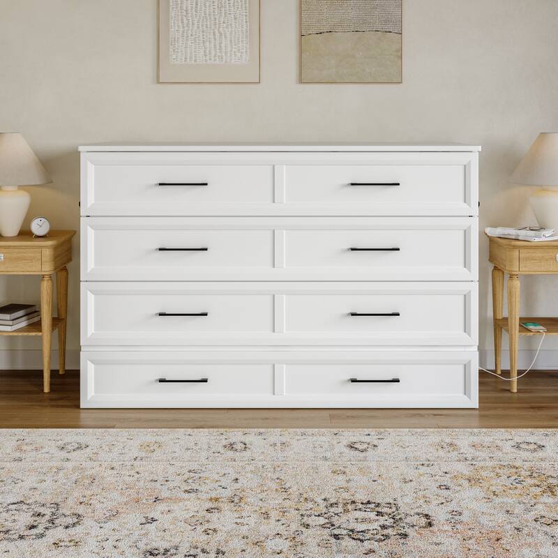Tucson Murphy Bed Chest with 6" Mattress, Drawer & Built-in Charger
