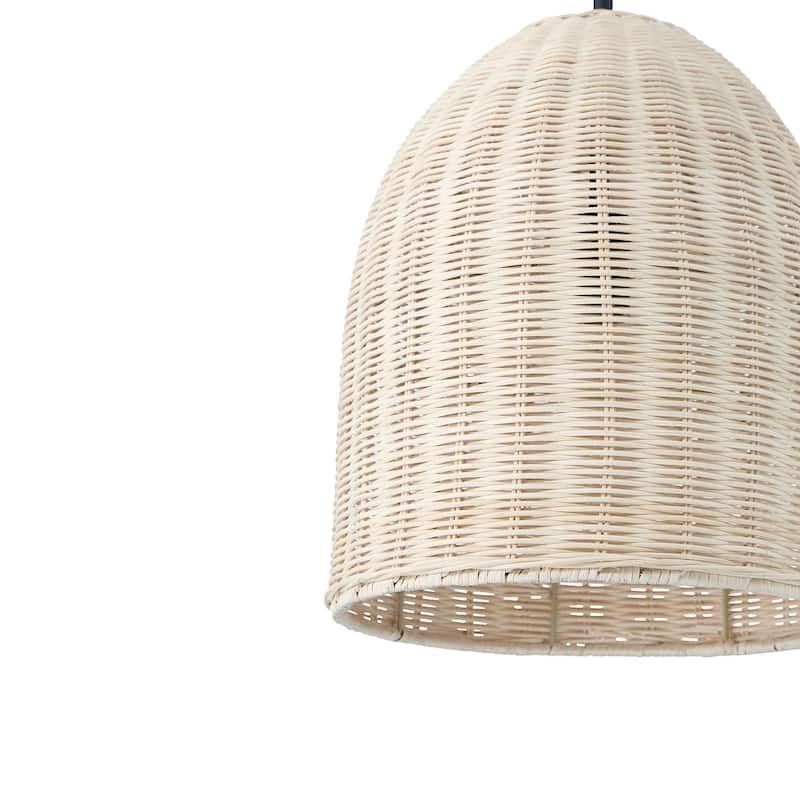 1-light Farmhouse Rattan Kitchen Island Pendant - 12