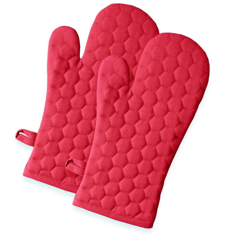 Fabstyles Fouta Cotton Oven Mitt & Pot Holder Set of 4 - 7x12 , 8x8