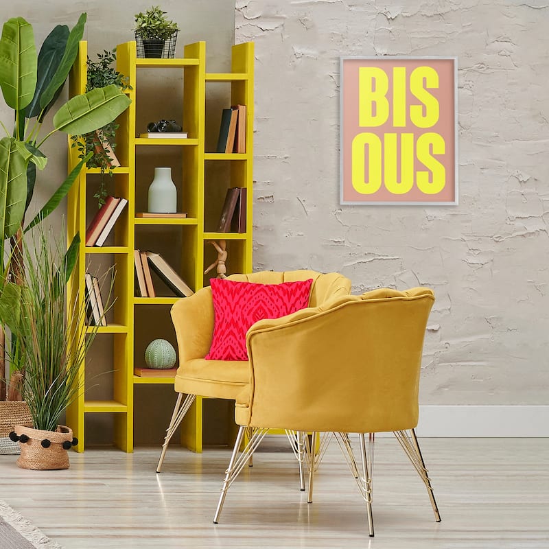 Stupell Bisous Kiss Typography Framed Giclee Art Design By House of Lulu