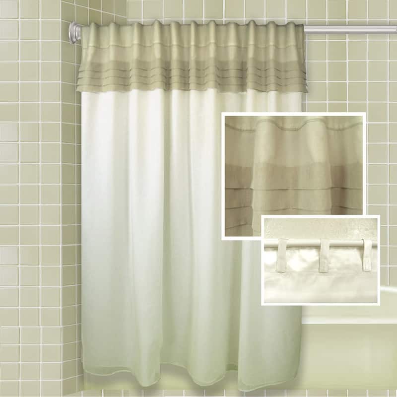 Geneva Premium Shower Curtain - No Liner Needed - Linen/Ivory