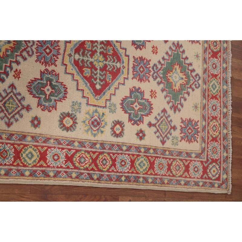 Geometric Kazak Oriental Foyer Rug Hand-Knotted Wool Carpet - 2'9" x 3'10"