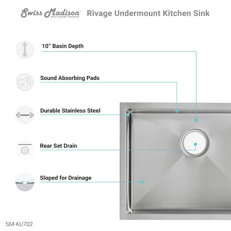 Rivage 23 x 18 Undermount Kitchen Sink - 23" x 18"