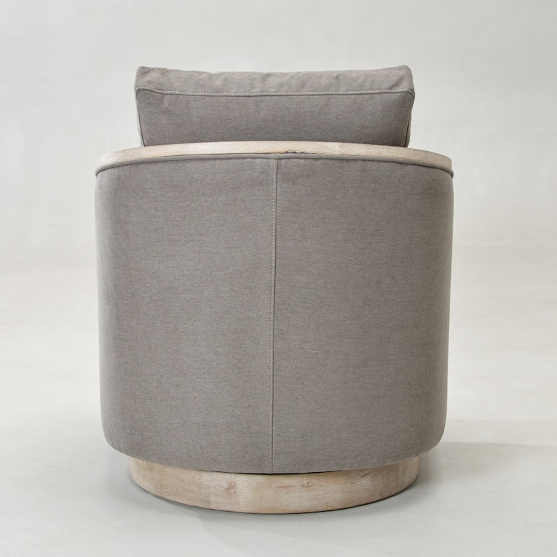 KINWELL 30" Wide Fabric Upholstered Swivel Barrel Chair, Accent Armchair for Living Room, Bedroom