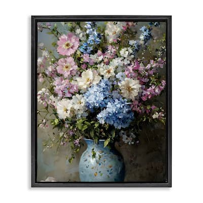 Stupell Traditional Cool Tone Bouquet Framed Floater Canvas Wall Art Design By Franklyn Gregory