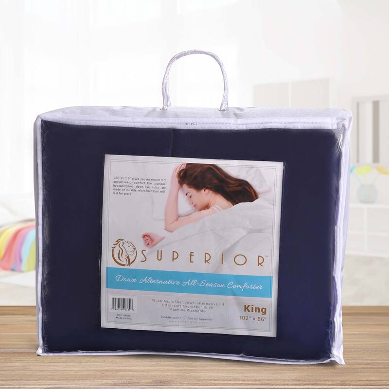 Superior Dorm In A Bag Comforter, Sheet Set, 3 Piece Towel Set and Pillows, Twin XL, Navy Blue