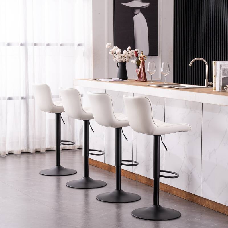 Bar Stools Set of 2 Adjustable Swivel Bar Chairs Modern Counter Stools