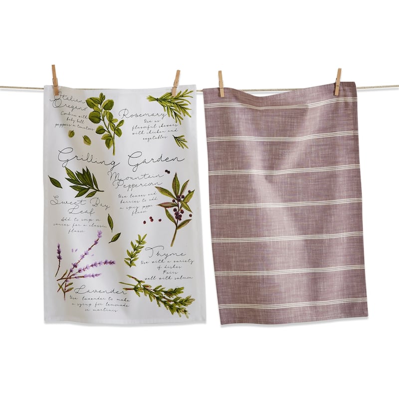 Grill Garden Dishtowel Set of 2 - Summer Multicolor Cotton Kitchen Towels, 26" x 18", Machine Washable